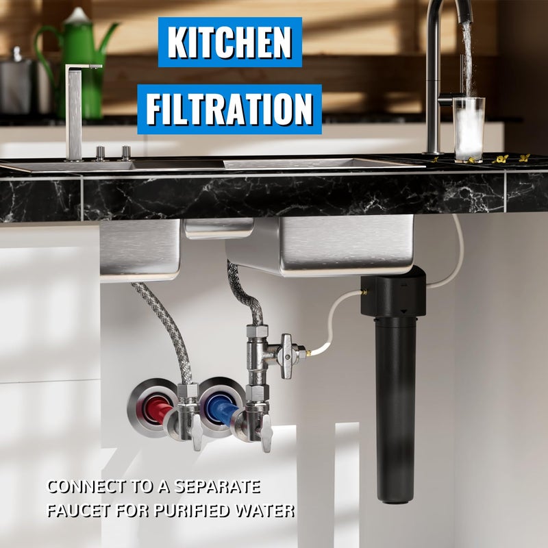 SUNGATOR 2-Pack Angle Stop Valve, Angle Water Shut Off Valve 1/2 x 3/8 Inch Compression, Toilet Water Shutoff, 1/4 Turn, No Lead Brass Push-to-Connect Plumbing Fittings for PEX Pipe, Copper, CPVC - Image 5